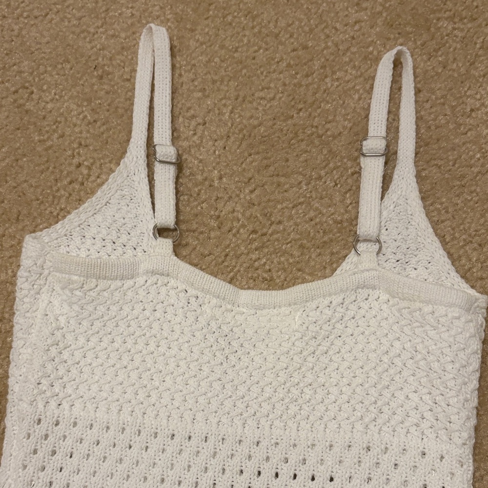 White Knit Dress with Front Slit - Picture 6 of 9